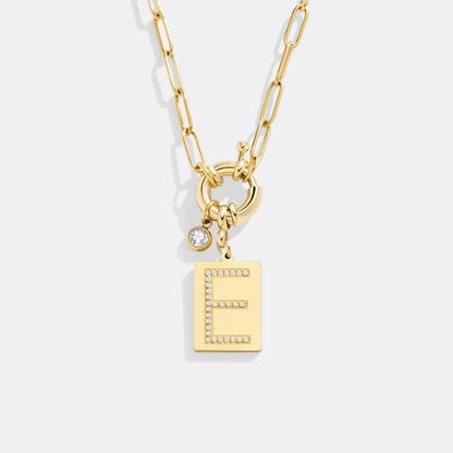 Collar con colgante de iniciales y cadena de clip