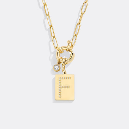 Collar con colgante de iniciales y cadena de clip