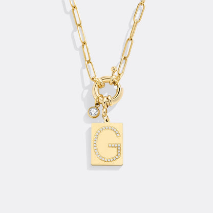 Collar con colgante de iniciales y cadena de clip