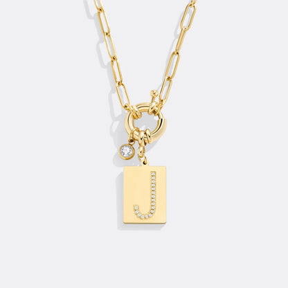Collar con colgante de iniciales y cadena de clip