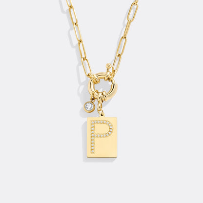 Collar con colgante de iniciales y cadena de clip