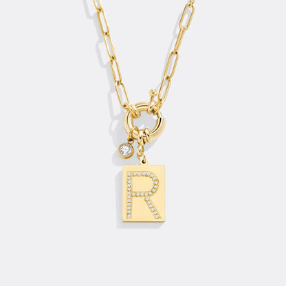 Collar con colgante de iniciales y cadena de clip