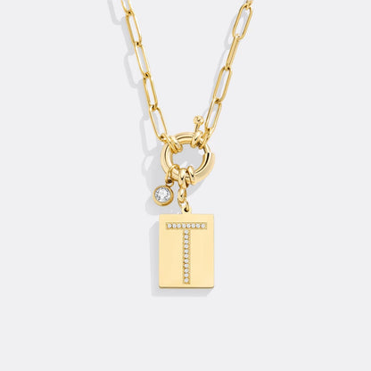 Collar con colgante de iniciales y cadena de clip