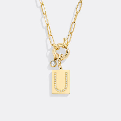 Collar con colgante de iniciales y cadena de clip