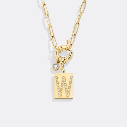 Collar con colgante de iniciales y cadena de clip