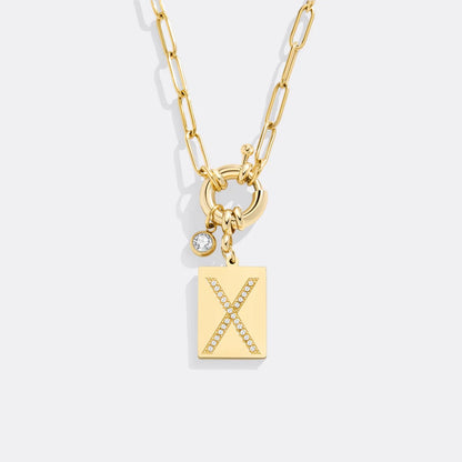 Collar con colgante de iniciales y cadena de clip