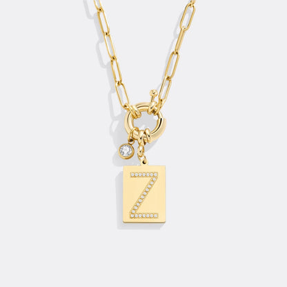 Collar con colgante de iniciales y cadena de clip