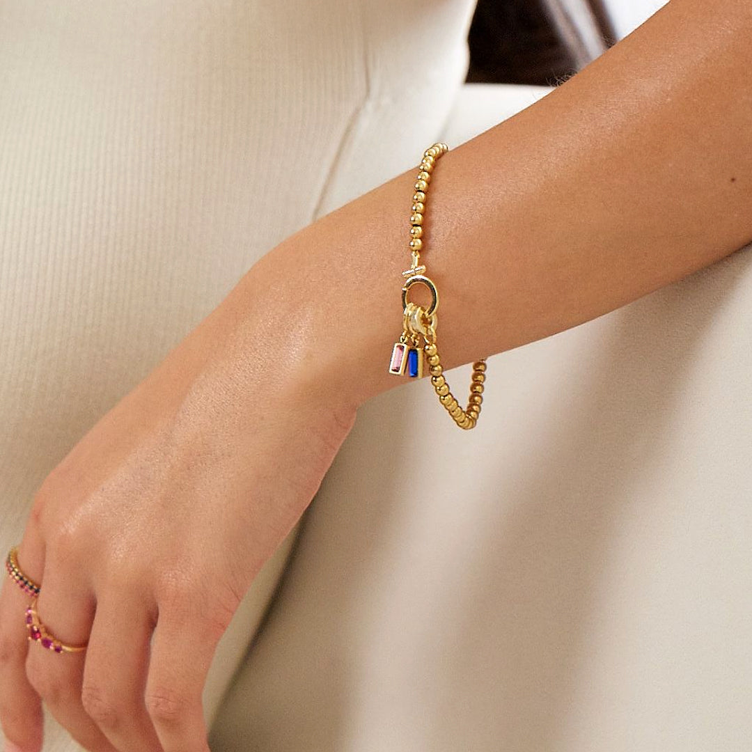 Bracelet Perlé avec Pendentif Pierre de Naissance