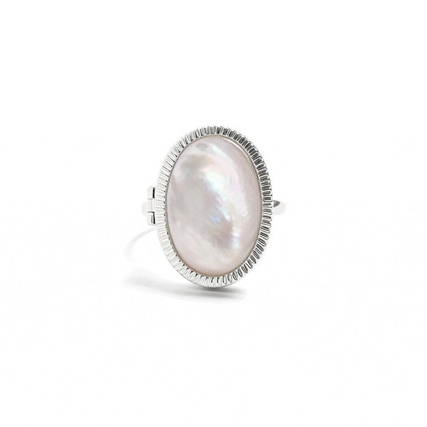 Anillo medallón de nácar personalizado