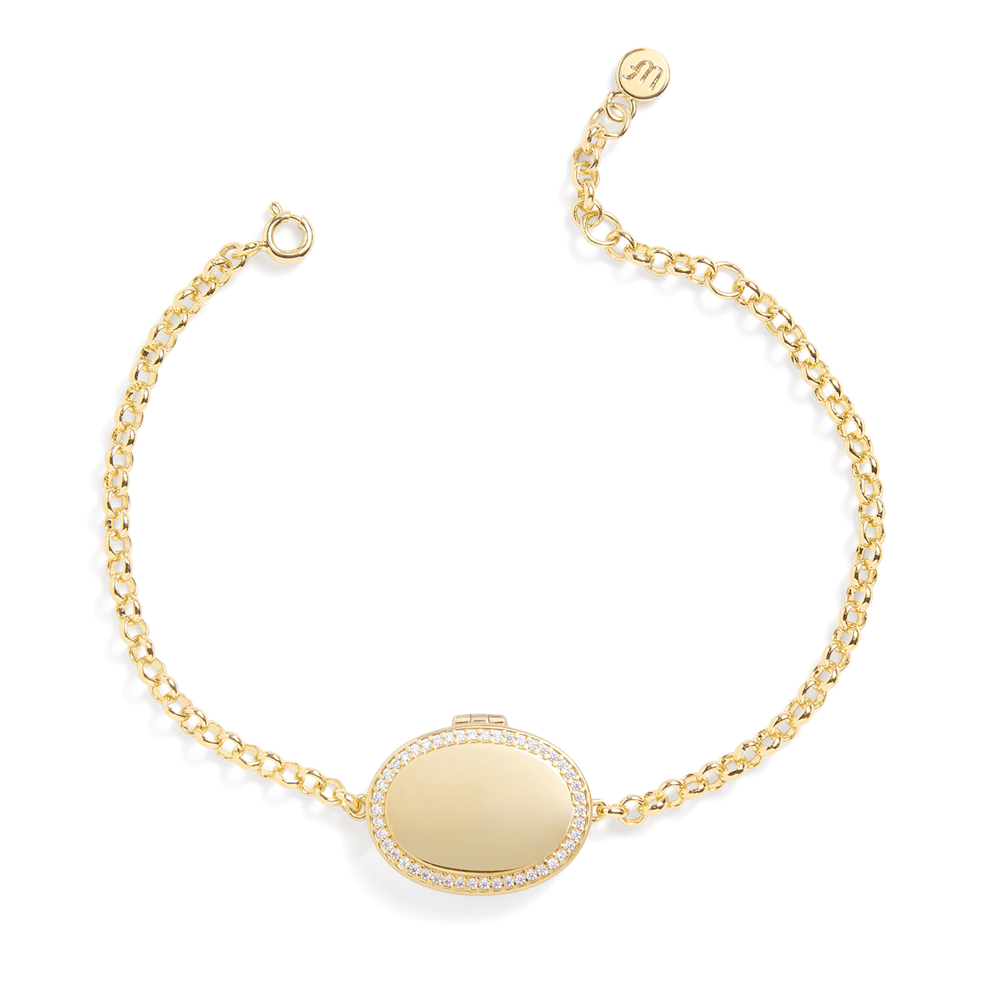 Pulsera con medallón ovalado personalizado