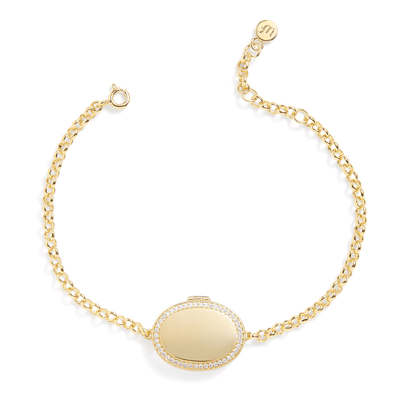 Pulsera con medallón ovalado personalizado