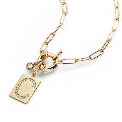 Collar con colgante de iniciales y cadena de clip