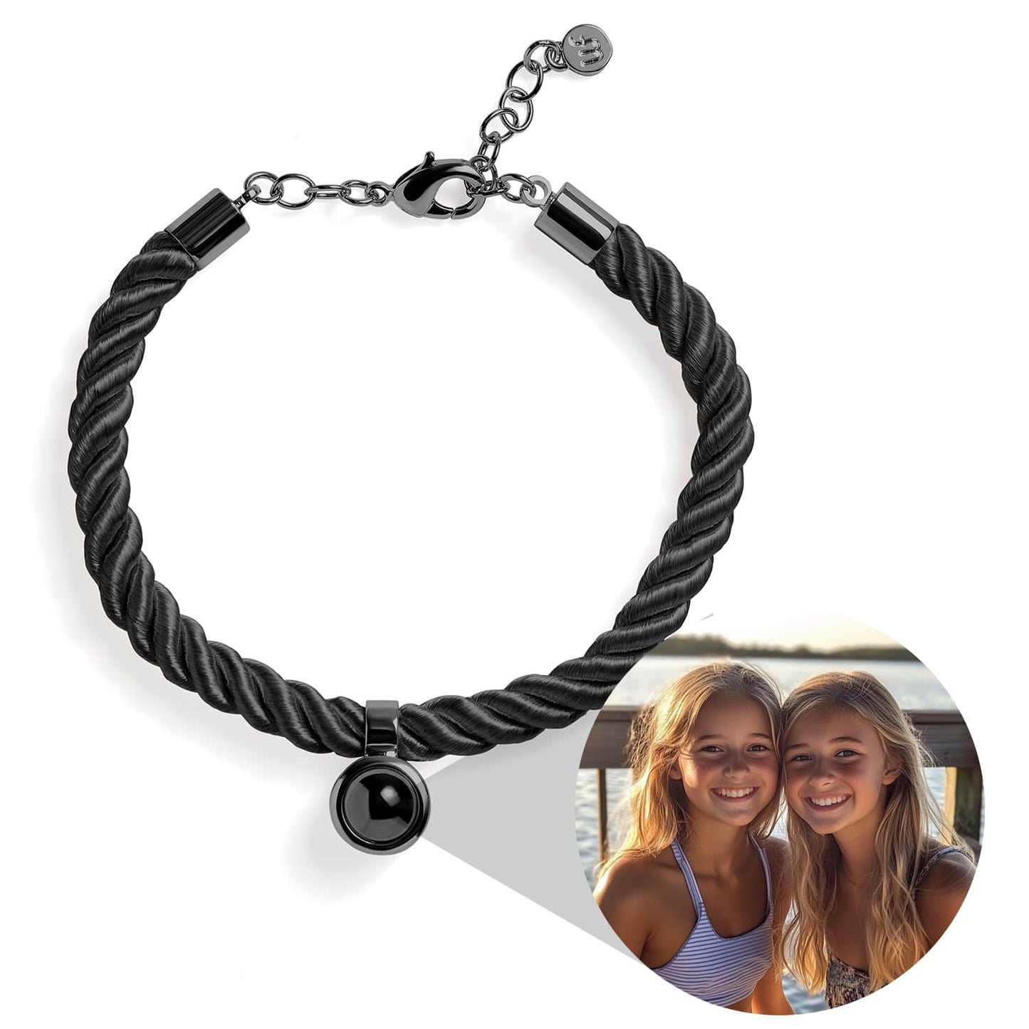 Pulsera Personalizada de Cuerda con Foto Circular