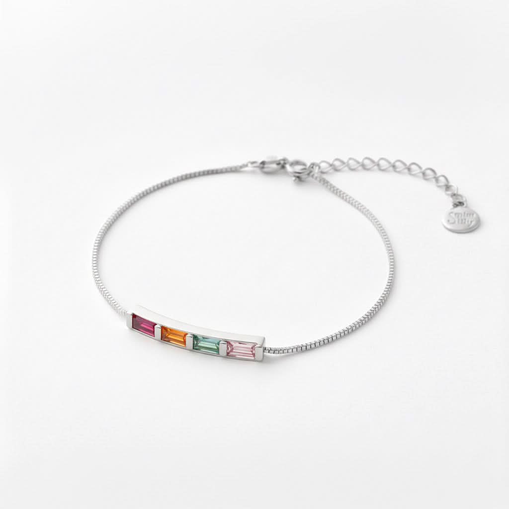 Pulsera arcoíris con piedra de nacimiento